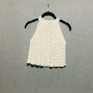 bebe Cream Knit Halter-Style Crop Top Sz S